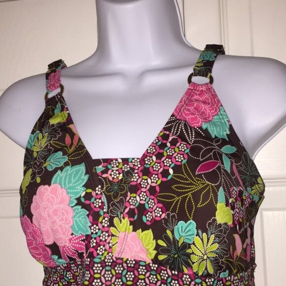 Motherhood Maternity Floral 2 Piece Tankini Swimsuit Size Medium - Picture 2 of 12